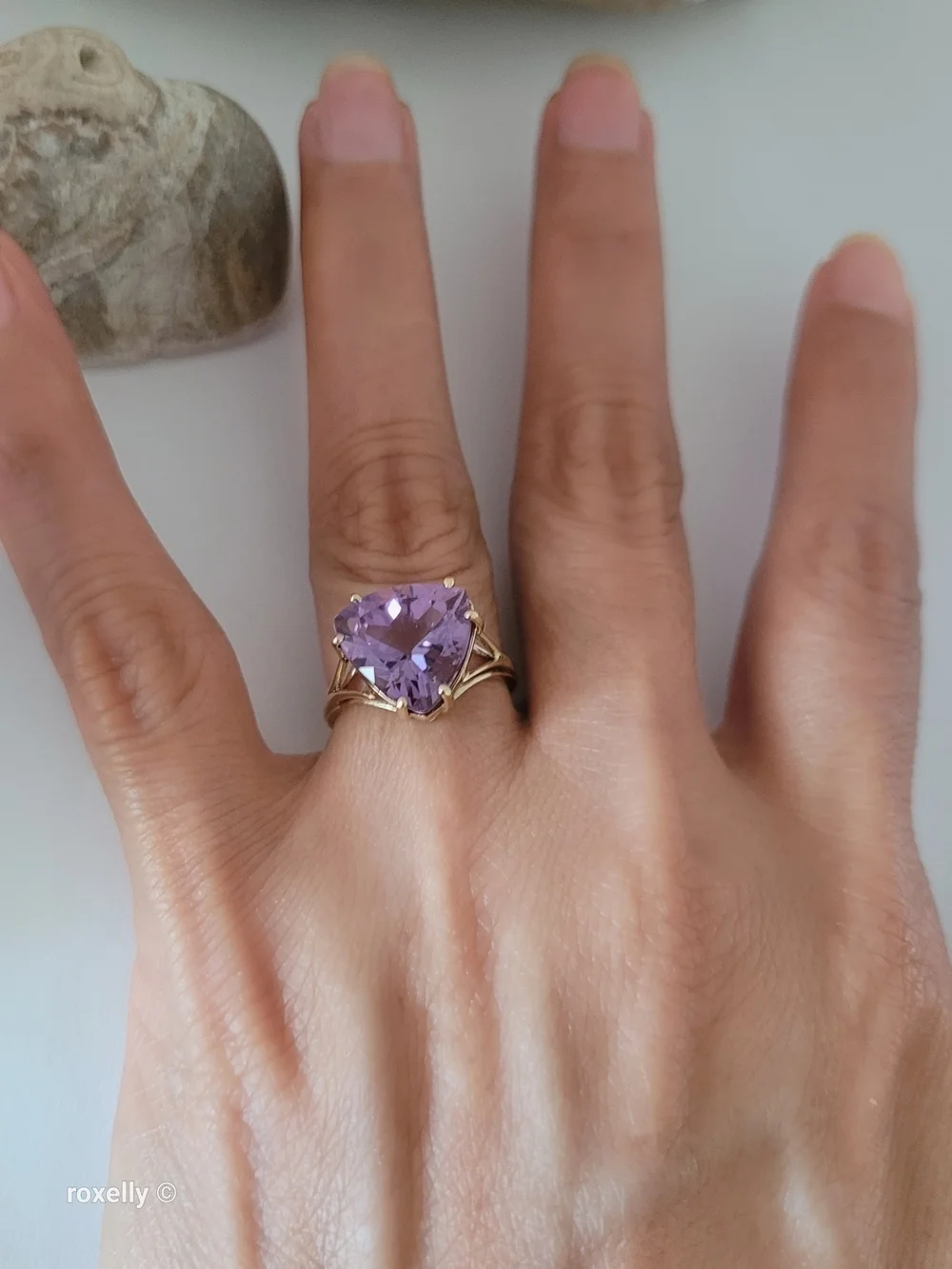 10K Yellow Gold Amethyst Cocktail Ring Size 6, Solid Gold! 👌🎁